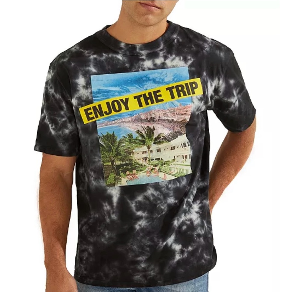 GUESS Enjoy the Trip Graphic Tie-Dye T-Shirt